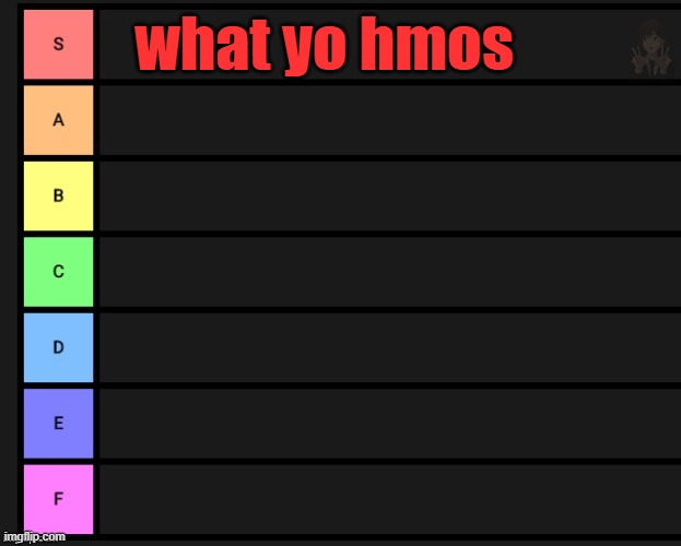 Tier List | what yo hmos | image tagged in tier list | made w/ Imgflip meme maker