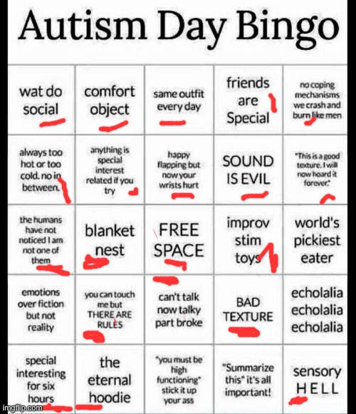 Tism bingo | image tagged in autism bingo | made w/ Imgflip meme maker