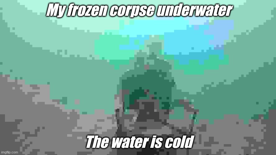 My frozen corpse underwater The water is cold | image tagged in skeleton underwater | made w/ Imgflip meme maker