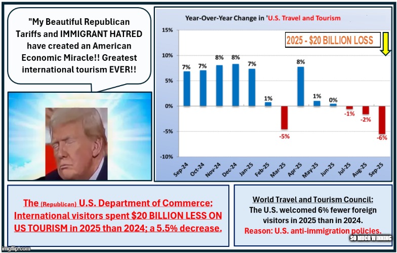 2025 US International Travel Industry Losses | SO MUCH WINNING | image tagged in 2025 us international travel industry losses | made w/ Imgflip meme maker