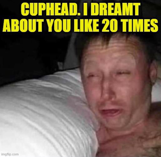 Sleepy guy | CUPHEAD. I DREAMT ABOUT YOU LIKE 20 TIMES | image tagged in sleepy guy | made w/ Imgflip meme maker