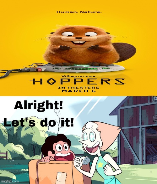 Hoppers (2026) Makes Pearl (Steven Universe) excited | image tagged in steven universe,disney,pixar,memes,excited,crossover | made w/ Imgflip meme maker