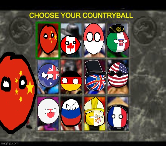 Countryball Kombat | CHOOSE YOUR COUNTRYBALL | image tagged in mortal kombat roster | made w/ Imgflip meme maker