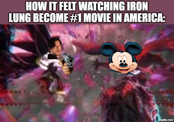 WOOHOO! GOOD JOB, MARK! | HOW IT FELT WATCHING IRON LUNG BECOME #1 MOVIE IN AMERICA: | image tagged in all hail shadow,markiplier,disney,iron lung,celebration,markiplier pointing | made w/ Imgflip meme maker