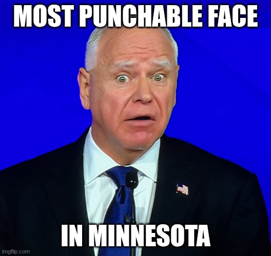 Confused Tim Walz | MOST PUNCHABLE FACE; IN MINNESOTA | image tagged in confused tim walz | made w/ Imgflip meme maker