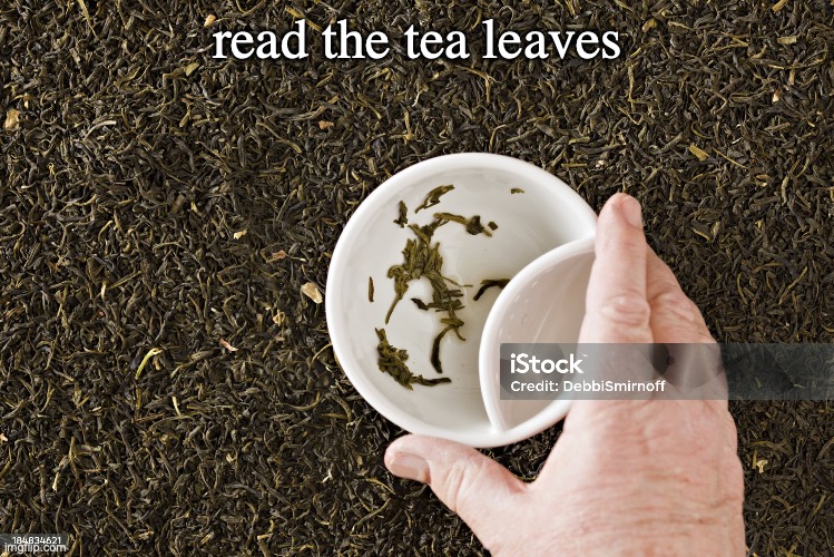 READ THE TEA LEAVES | read the tea leaves | image tagged in discernment | made w/ Imgflip meme maker