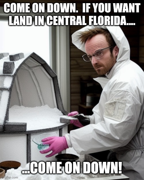 Snowcones | COME ON DOWN.  IF YOU WANT LAND IN CENTRAL FLORIDA.... ...COME ON DOWN! | image tagged in snowcones | made w/ Imgflip meme maker