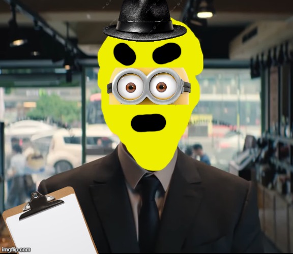 brain the minion | image tagged in squid game salesman | made w/ Imgflip meme maker