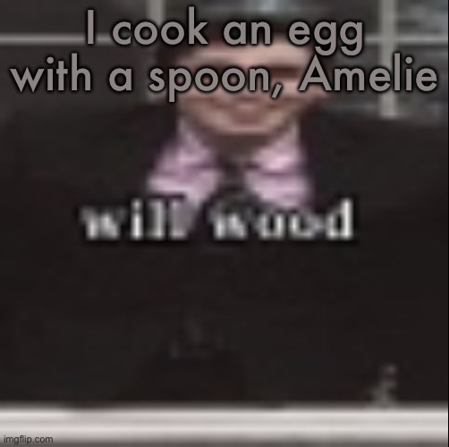 will wood | I cook an egg with a spoon, Amelie | image tagged in will wood | made w/ Imgflip meme maker