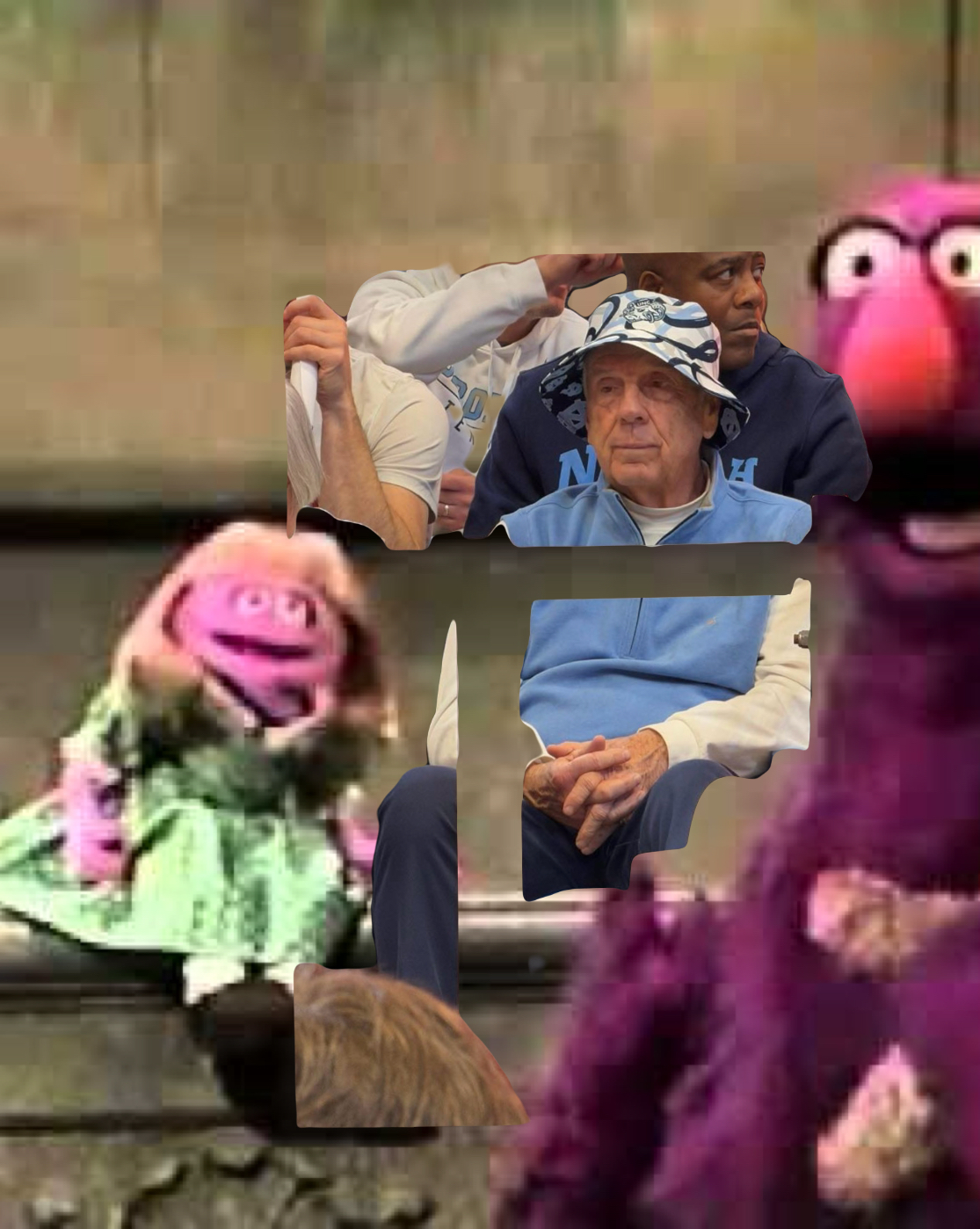 Roy in the hat sitting next to Telly Monster and Prairie Dawn Blank Meme Template