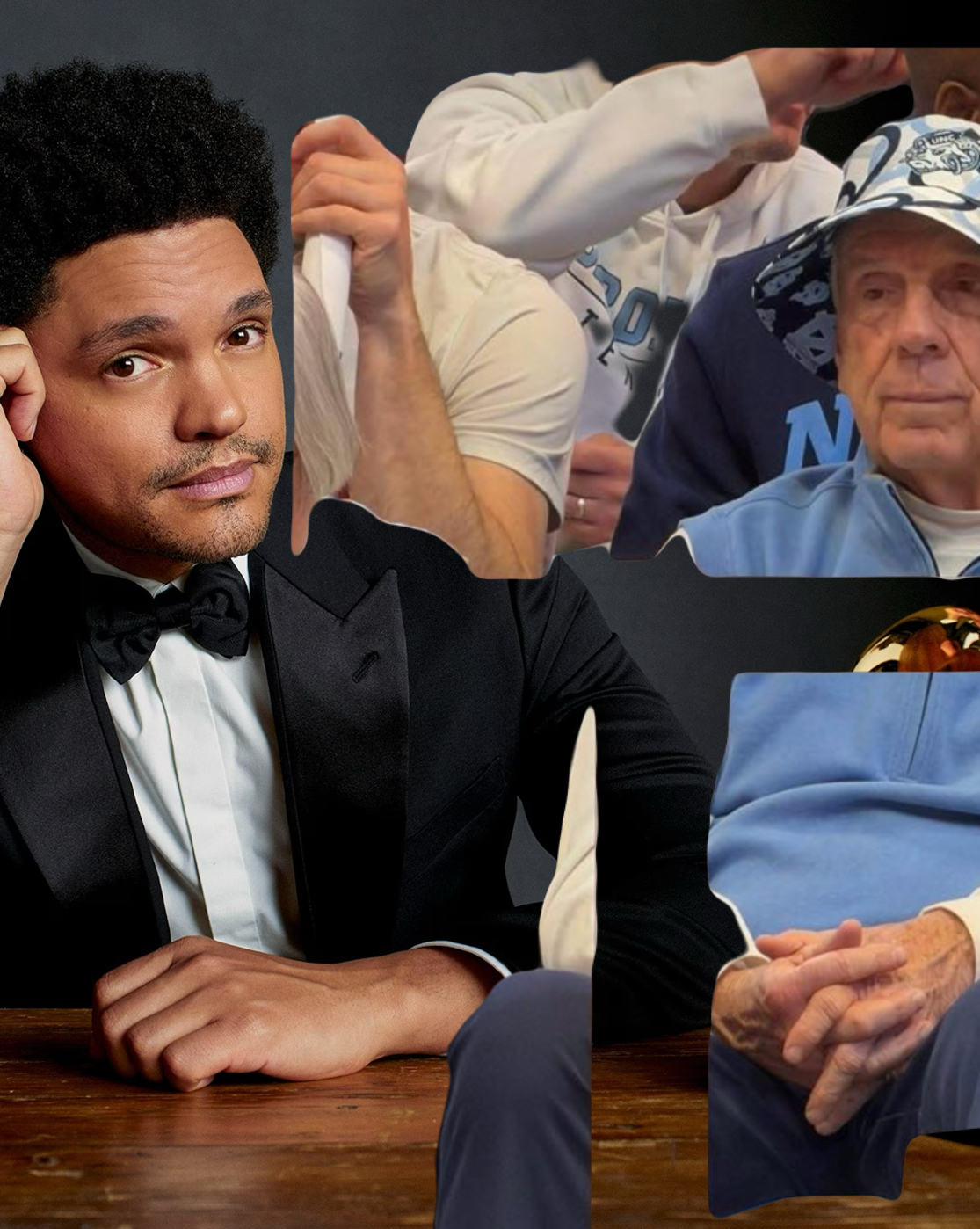Roy in the hat sitting next to Trevor Noah! Blank Meme Template