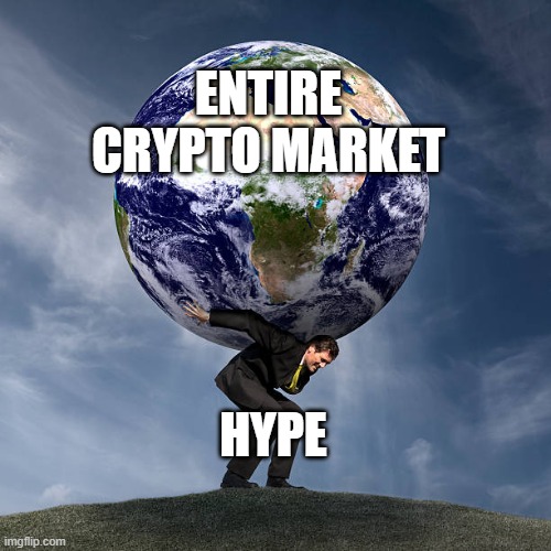 world on man | ENTIRE CRYPTO MARKET; HYPE | image tagged in world on man | made w/ Imgflip meme maker