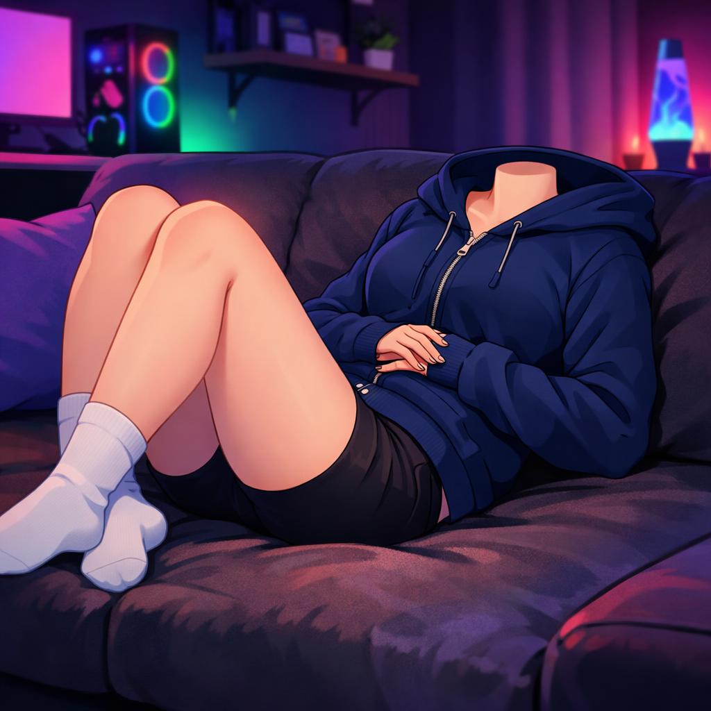 headless anime girl chilling Blank Meme Template