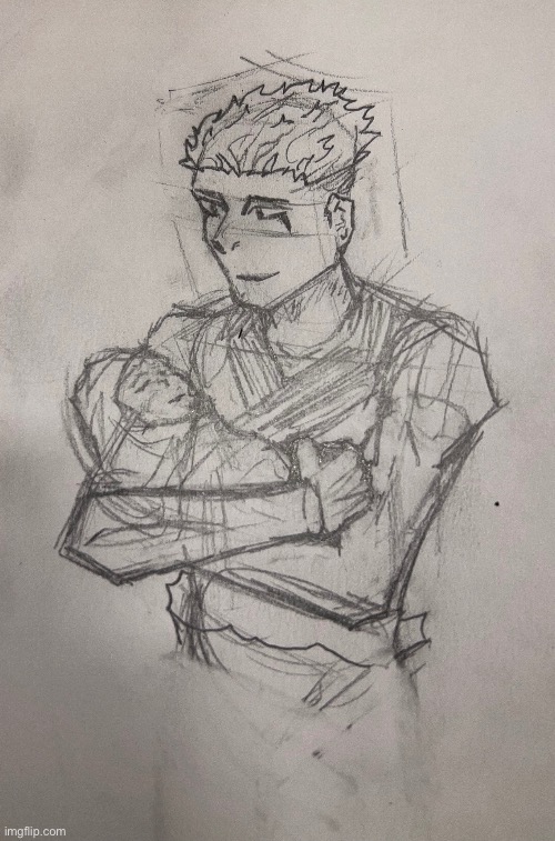 Quick sketch of Cain and his son | image tagged in art,drawing,oc,ocs | made w/ Imgflip meme maker