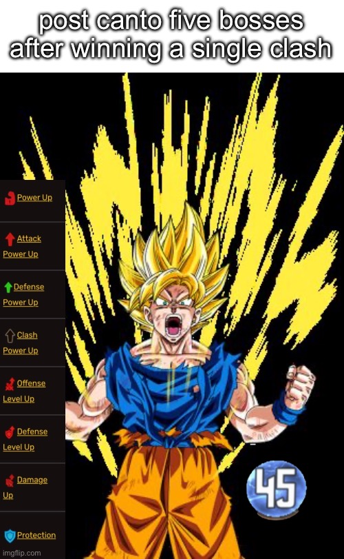 limbus company slander | post canto five bosses after winning a single clash | image tagged in supersaiyan | made w/ Imgflip meme maker
