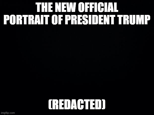 47 Portrait | THE NEW OFFICIAL PORTRAIT OF PRESIDENT TRUMP; (REDACTED) | image tagged in black background,jeffrey epstein,donald trump,president | made w/ Imgflip meme maker