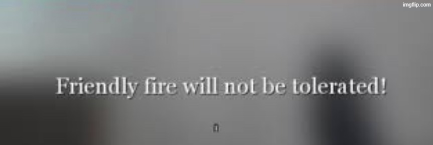 Friendly fire will not be tolerated | image tagged in friendly fire will not be tolerated | made w/ Imgflip meme maker