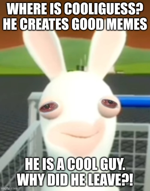 WHY DID HE LEAVE?! | WHERE IS COOLIGUESS? HE CREATES GOOD MEMES; HE IS A COOL GUY. WHY DID HE LEAVE?! | image tagged in why,imgflip,fun | made w/ Imgflip meme maker