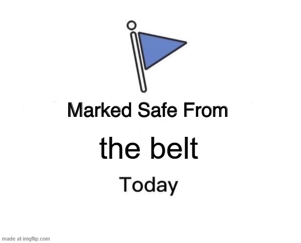 Marked Safe From | the belt | image tagged in memes,marked safe from | made w/ Imgflip meme maker
