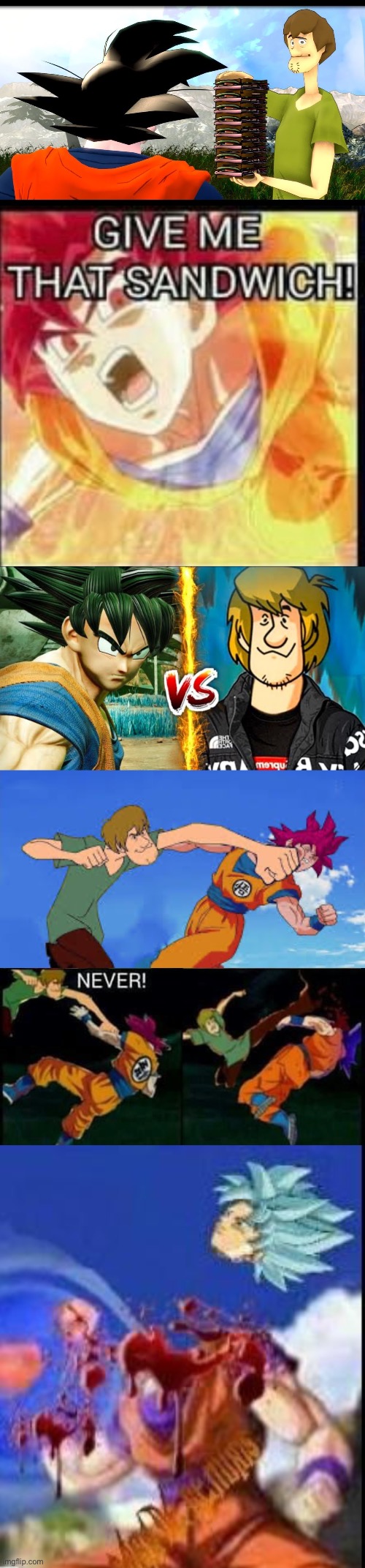 Goku vs shaggy | image tagged in dbz meme,scooby doo | made w/ Imgflip meme maker