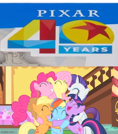 The Mane 6 (MLP: FIM) Celebrates Pixar Animation Studios 40th Anniversary (1986 - 2026) | image tagged in my little pony friendship is magic,my little pony,pixar,disney,memes | made w/ Imgflip meme maker