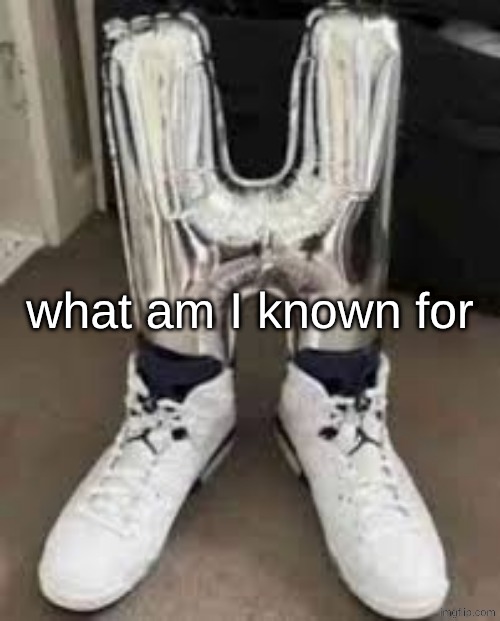 h shoes | what am I known for | image tagged in h shoes | made w/ Imgflip meme maker