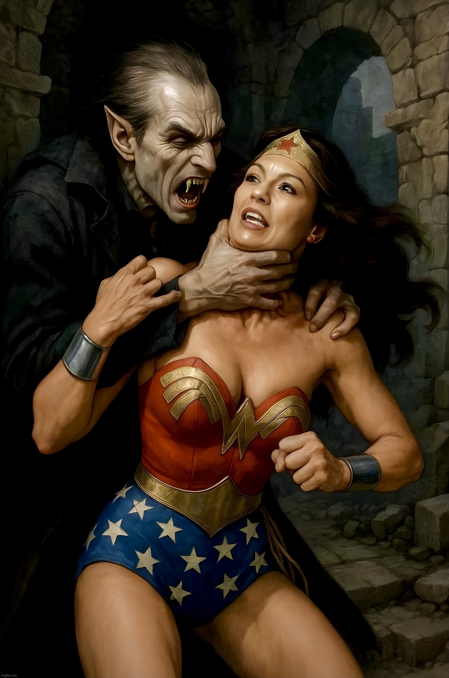 Dark Truth | image tagged in wonder woman,dracula,horror,memes,superhero | made w/ Imgflip meme maker