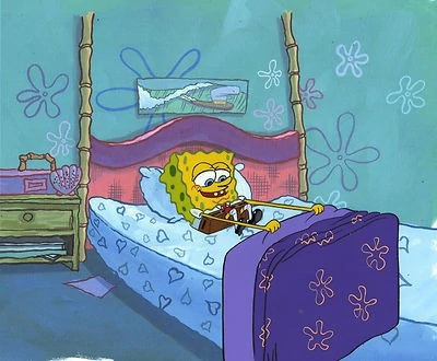 spongebob in bed Blank Meme Template