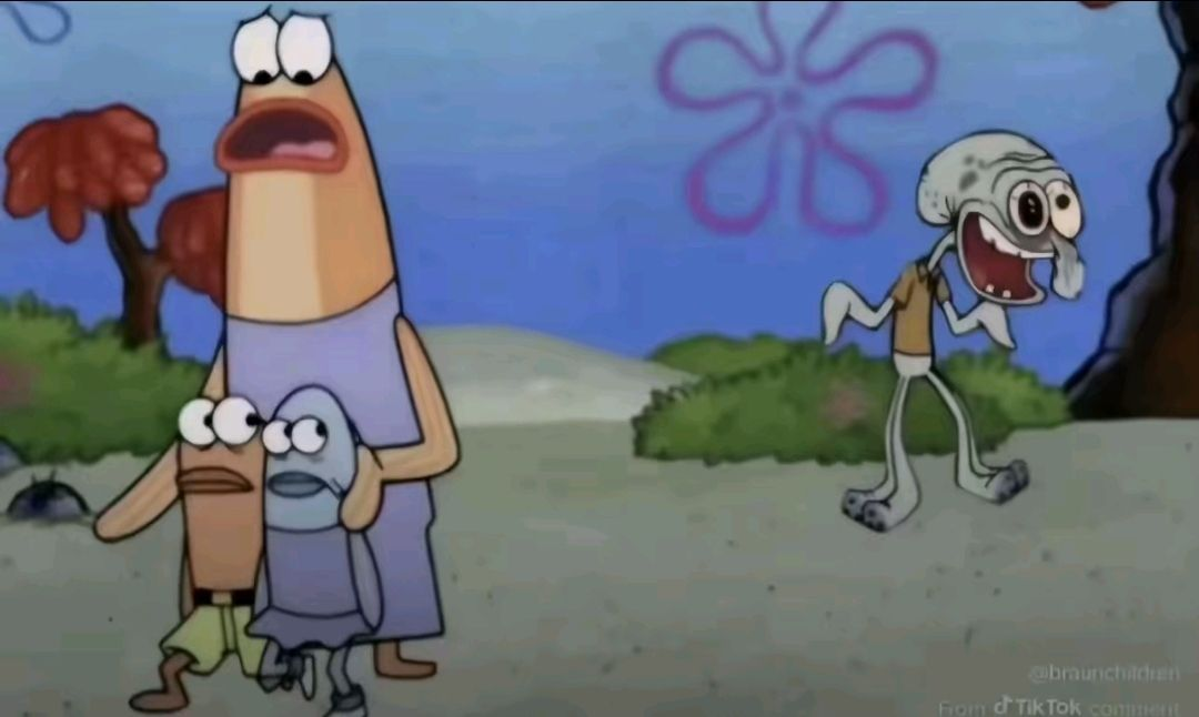 Squidward and Das Kids Blank Meme Template
