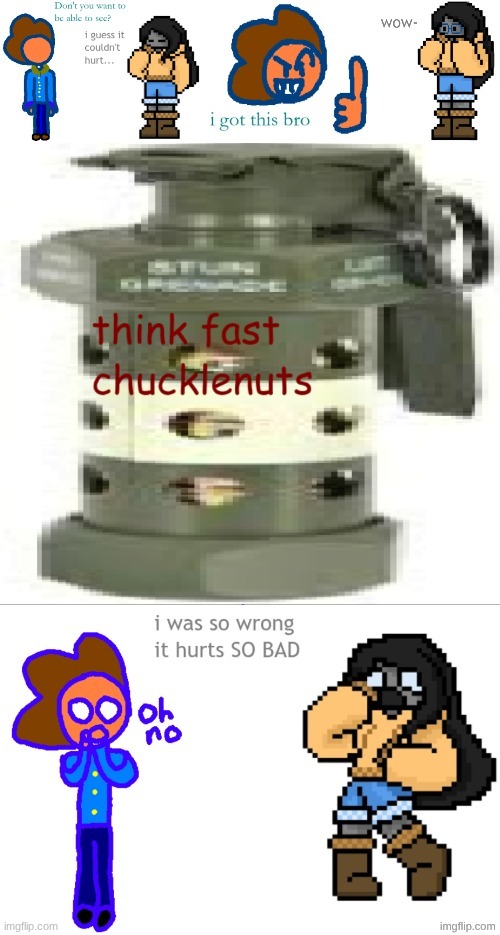 Holyrefrigemator made this comic before he left. it's his OC and Pet rock, I drew Pet rock :) | made w/ Imgflip meme maker