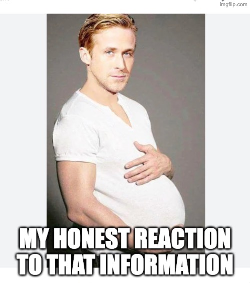 new reaction temp | image tagged in pregnant ryan | made w/ Imgflip meme maker