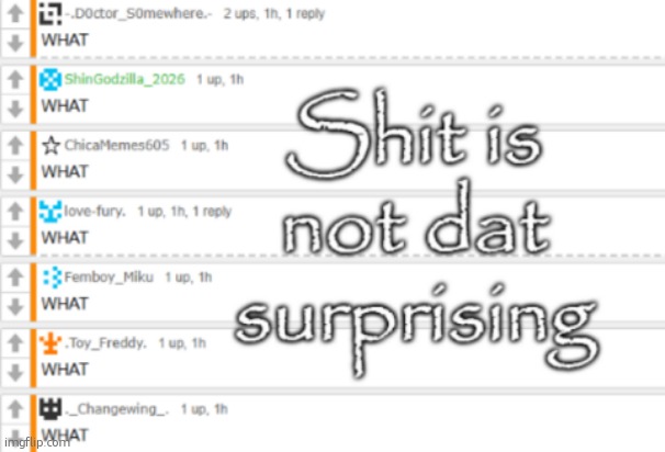 Shit is not that surprising | image tagged in shit is not that surprising | made w/ Imgflip meme maker