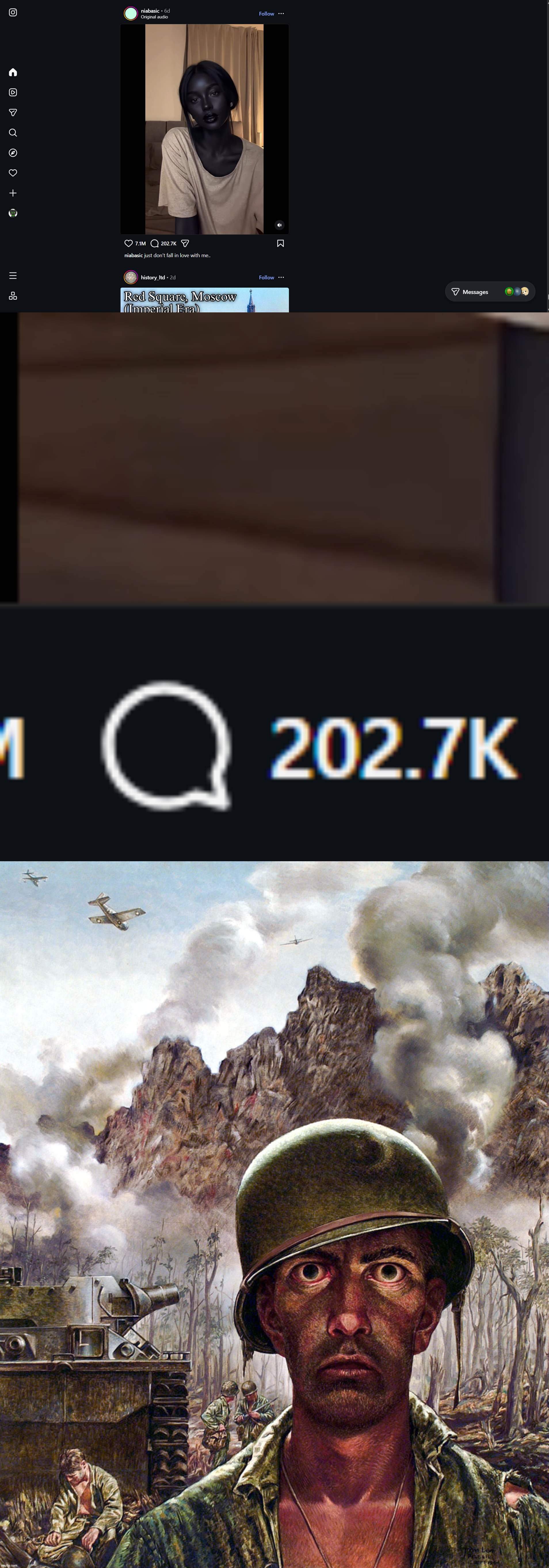 (this is instgram if you didn't notice) | image tagged in 1000 yard stare | made w/ Imgflip meme maker