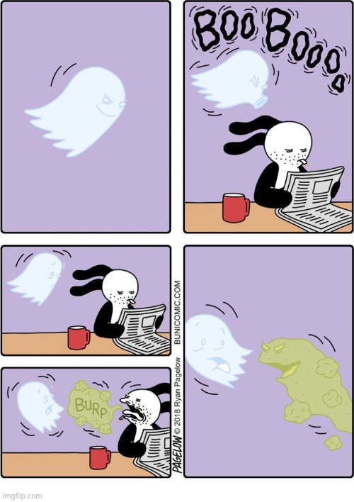 Buni Comics | image tagged in comics,buni comics,ghost,belch,strong,bad breath | made w/ Imgflip meme maker