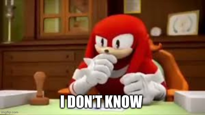 knuckles I don't know | I DON’T KNOW | image tagged in knuckles i don't know | made w/ Imgflip meme maker