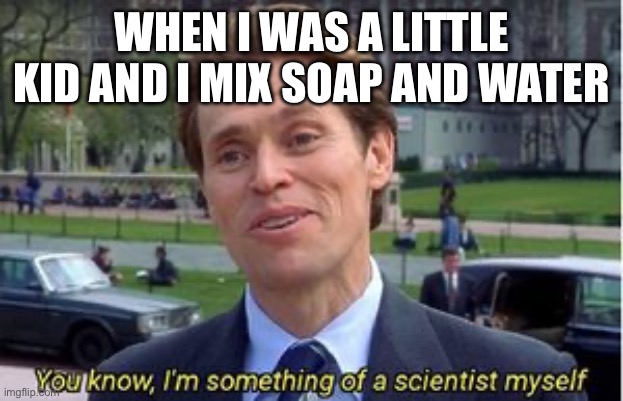 Everyone did this or was it just me | WHEN I WAS A LITTLE KID AND I MIX SOAP AND WATER | image tagged in you know i am something of a | made w/ Imgflip meme maker
