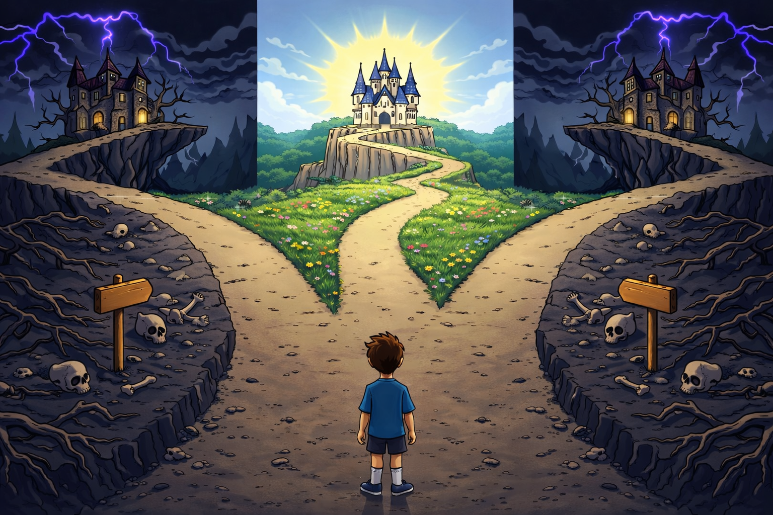 Three Paths 2 bad 1 good Blank Meme Template