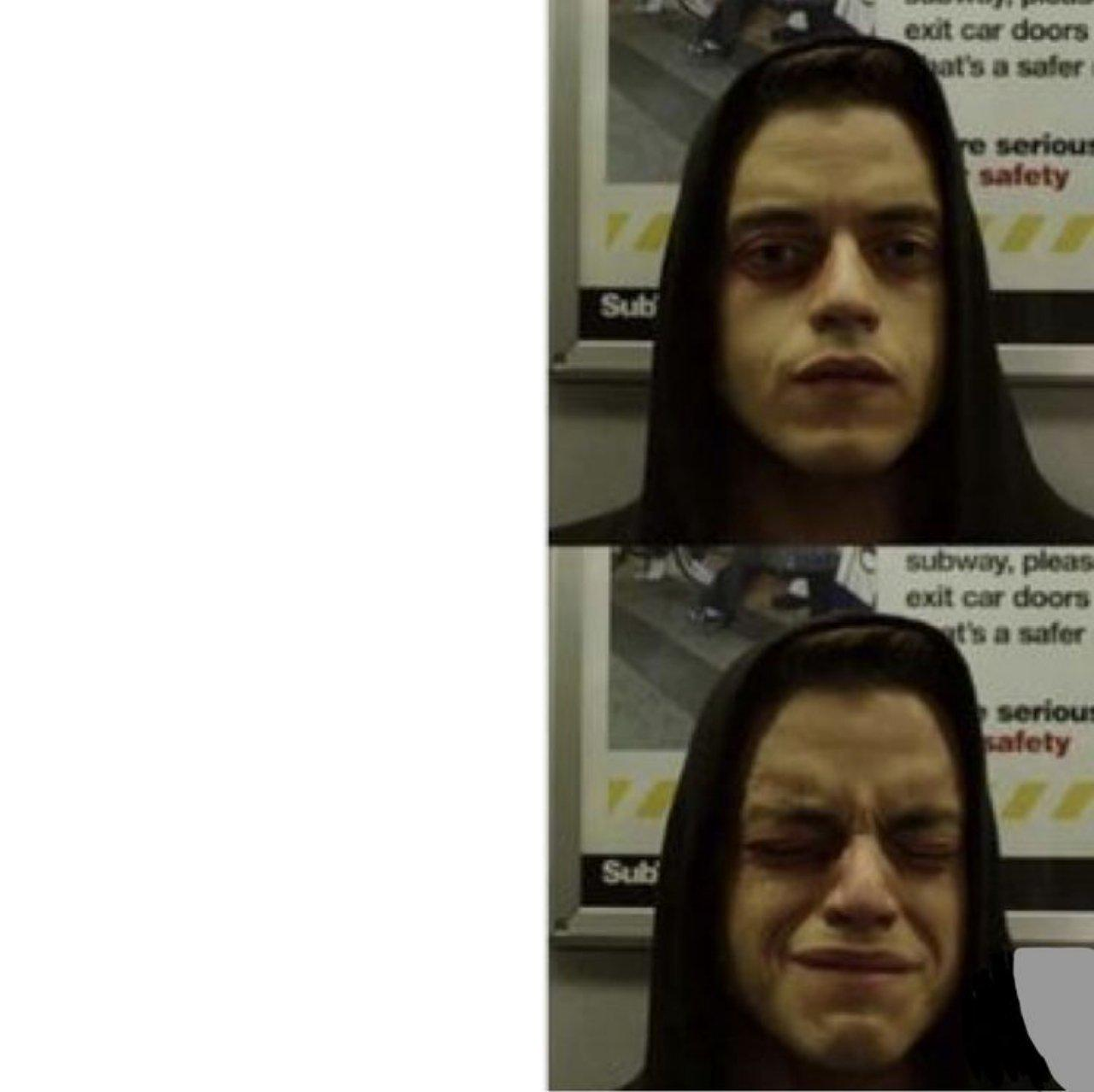 Mr Robot cry Blank Meme Template