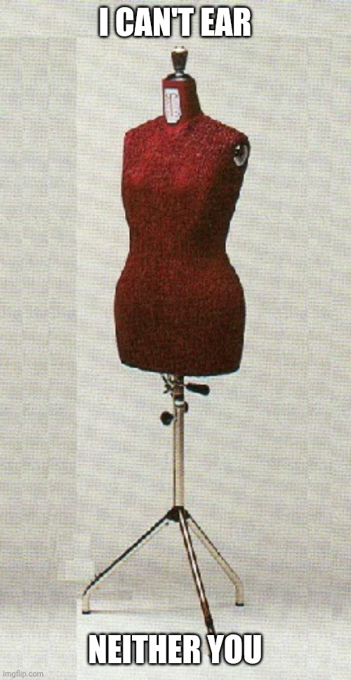 Disguised mannequin | I CAN'T EAR; NEITHER YOU | image tagged in adidas | made w/ Imgflip meme maker