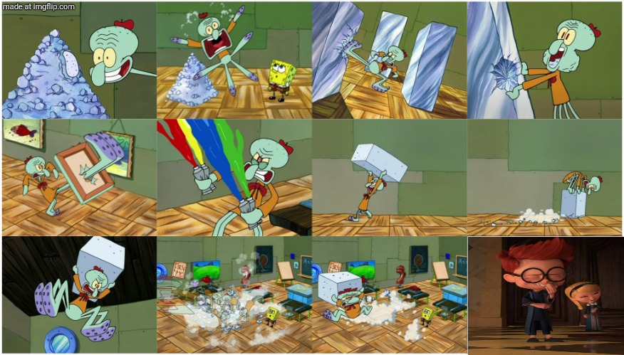 Sherman and Penny Laughs at squidward's breakdown | image tagged in who's laughs at squidward's breakdown,deviantart,crossover,universal studios,spongebob,paramount | made w/ Imgflip meme maker