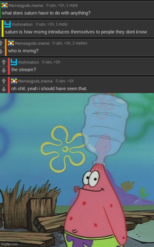 image tagged in patrick head stuck in bottle dumb | made w/ Imgflip meme maker