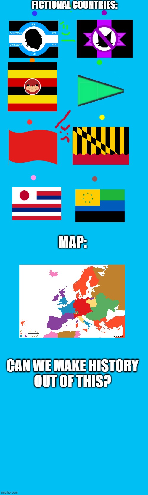 My fictional world | FICTIONAL COUNTRIES:; MAP:
 
 
 
 
 
 
 
CAN WE MAKE HISTORY
OUT OF THIS? | image tagged in world,digital,flags,oh wow are you actually reading these tags,why are you reading the tags,sybau | made w/ Imgflip meme maker