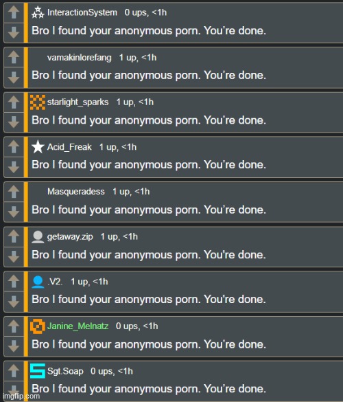 Bro I found your anonymous porn. You're done. | image tagged in bro i found your anonymous porn you're done | made w/ Imgflip meme maker