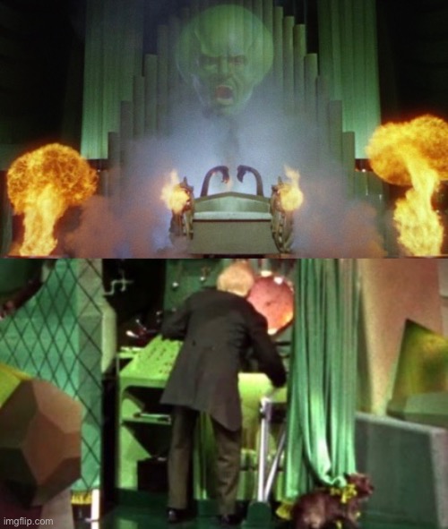 Wizard of Oz behind the curtain Blank Meme Template