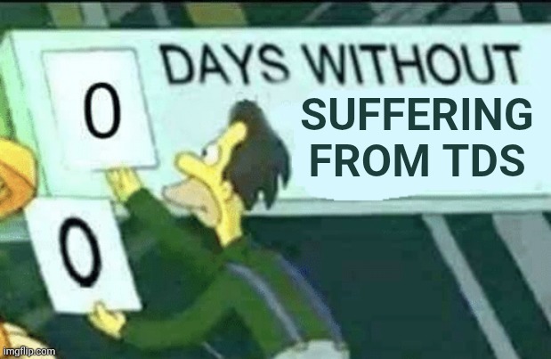 0 days without (Lenny, Simpsons) | SUFFERING FROM TDS | image tagged in 0 days without lenny simpsons | made w/ Imgflip meme maker