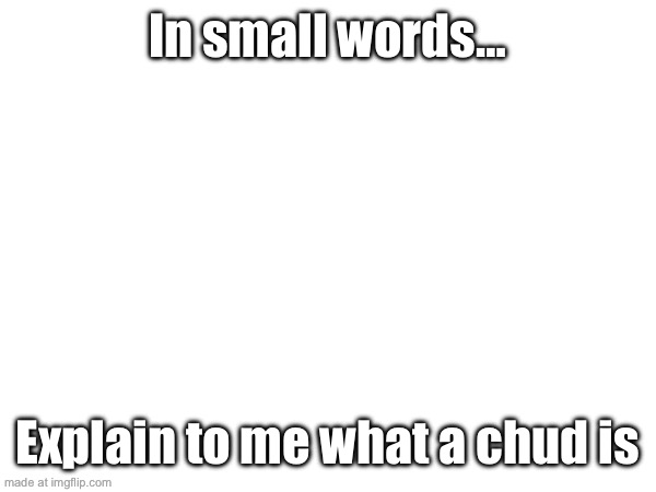 In small words…; Explain to me what a chud is | made w/ Imgflip meme maker