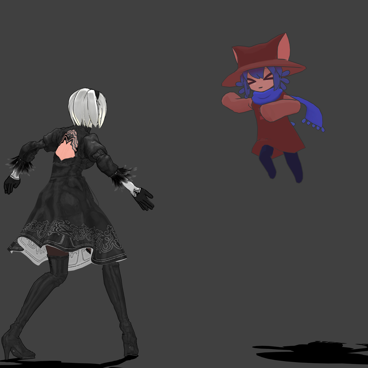 High Quality 2B and Niko Hanshake Blank Meme Template