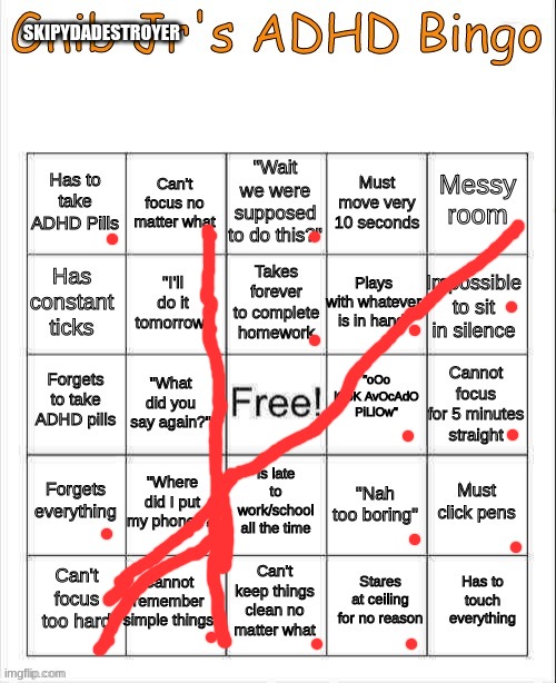 Gnib Jrs ADHD Bing | SKIPYDADESTROYER | image tagged in gnib jrs adhd bing | made w/ Imgflip meme maker