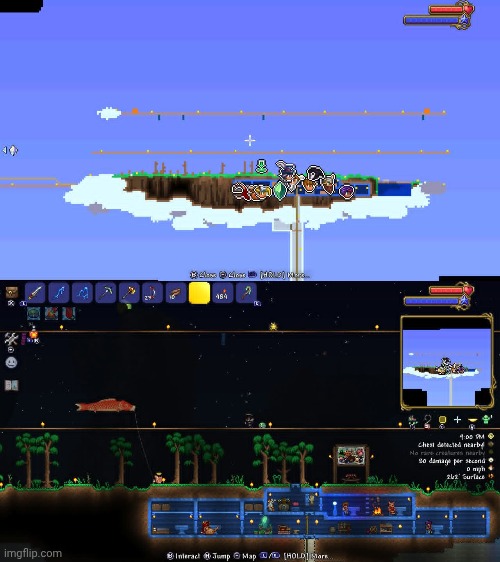 Skyblock progress | image tagged in terraria,video games,gaming,nintendo switch,screenshots | made w/ Imgflip meme maker