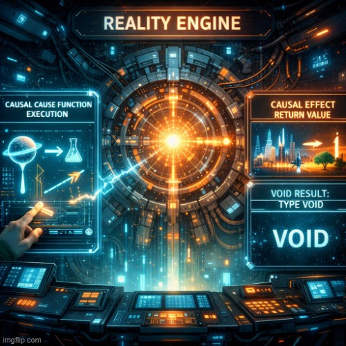 Reality Engine | image tagged in if you execute a causal cause function in the reality engine th | made w/ Imgflip meme maker